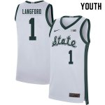 Youth Joshua Langford Michigan State Spartans #1 Nike NCAA 2019-20 Retro White Authentic College Stitched Basketball Jersey TZ50M10EV